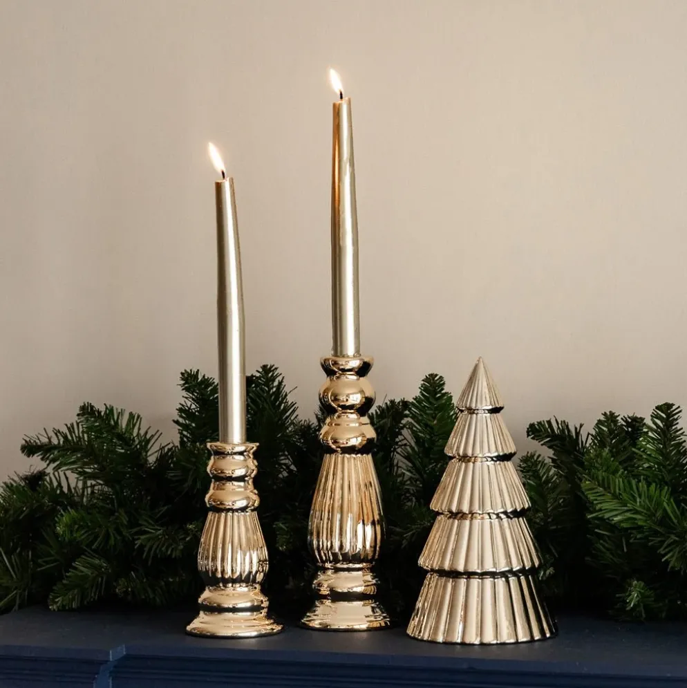 Conjunto de Velas Castiçal Dourada