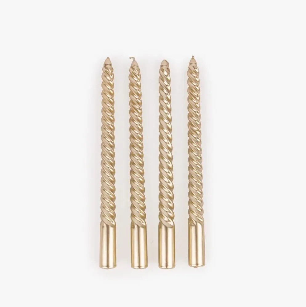 Conjunto de Velas Castiçal Espiral Dourado