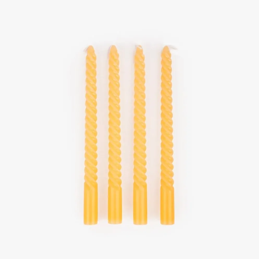 Conjunto de Velas Castiçal Espiral Laranja