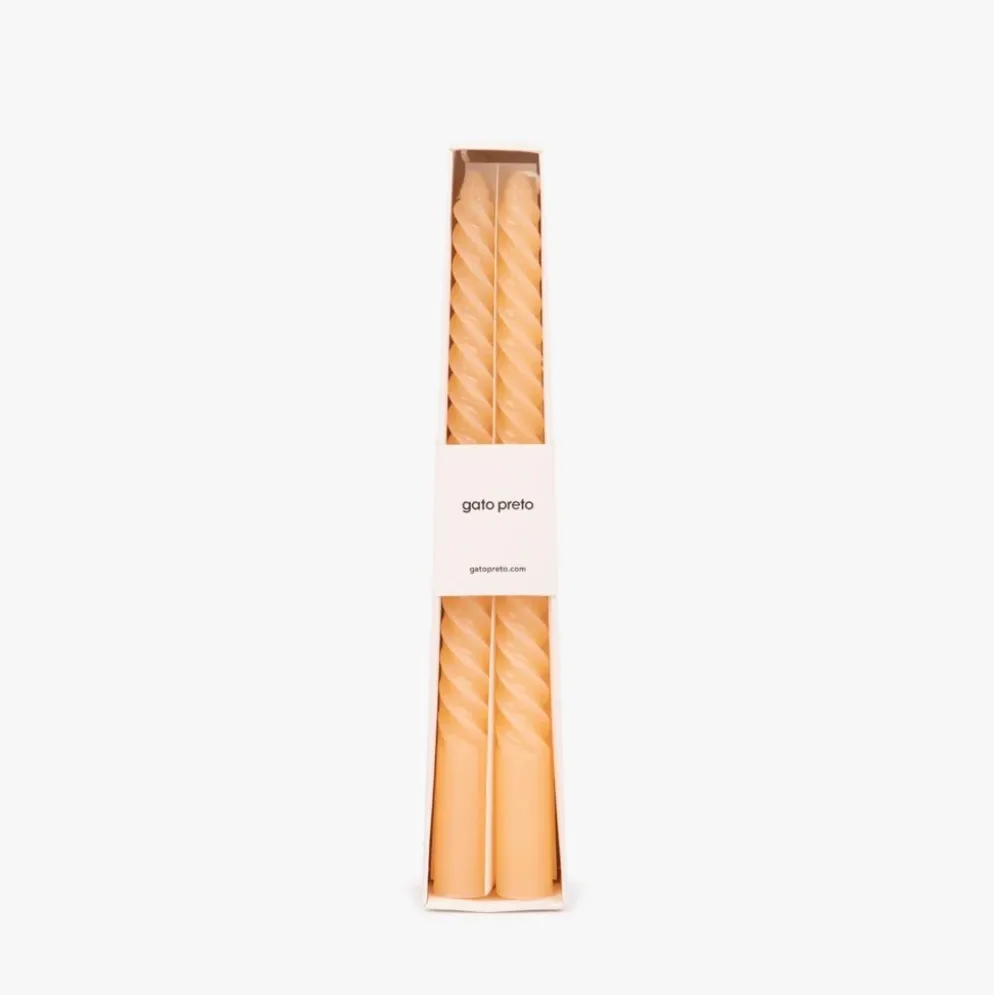 Conjunto de Velas Castiçal Espiral Laranja