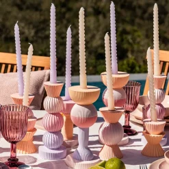 Conjunto de Velas Castiçal Espiral Laranja