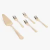 Conjunto 5 Talheres para Servir Bolo Aço Inox Dourado