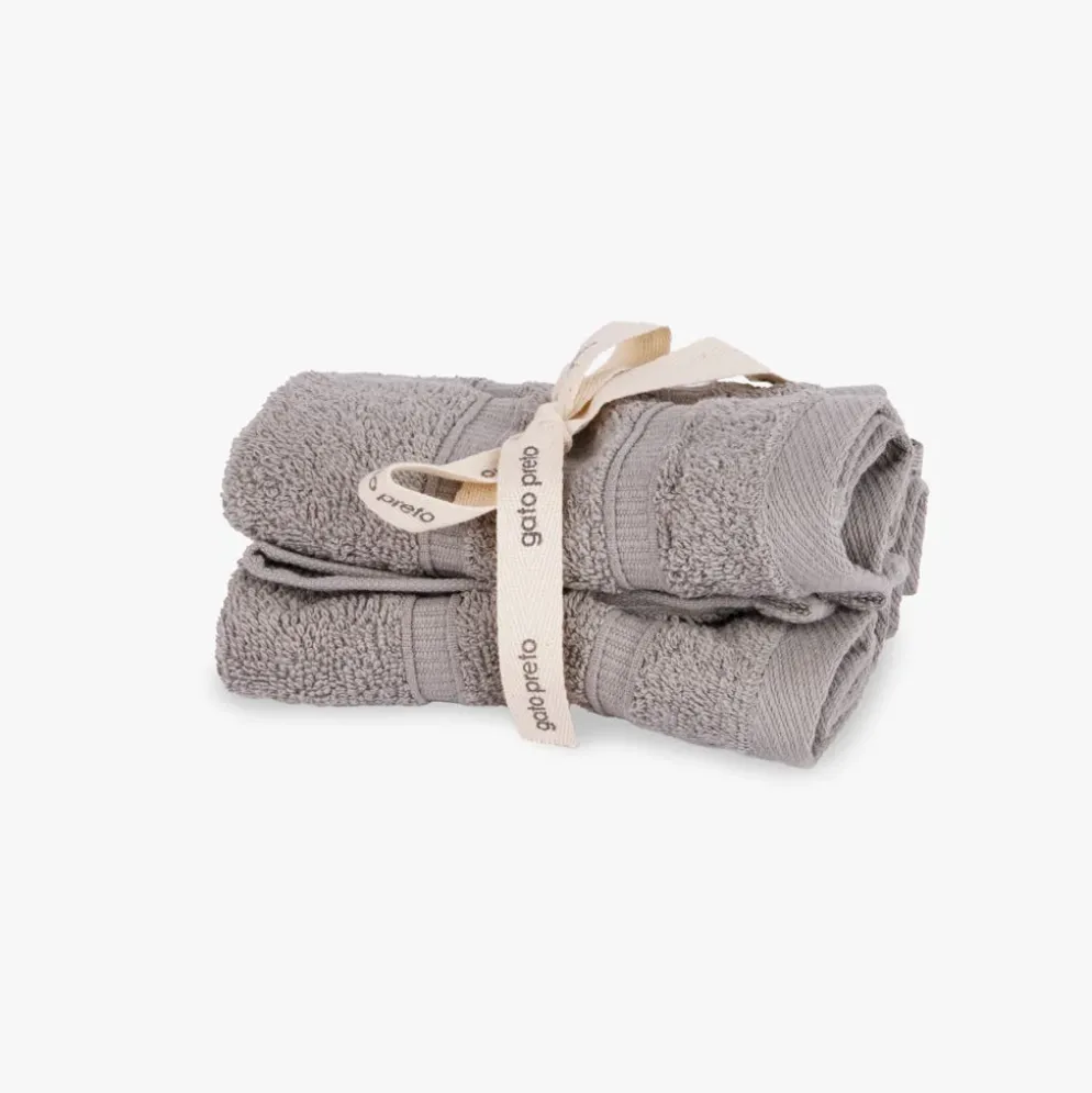Conjunto Toalhetes de Algodão Cinza