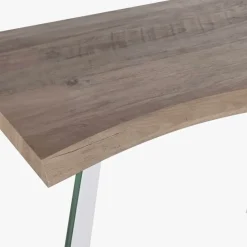 Consola Cinza Claro com Estrutura em Vidro Transparente | 120x40x76 cm