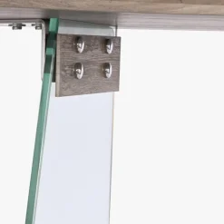 Consola Cinza Claro com Estrutura em Vidro Transparente | 120x40x76 cm