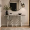 Consola Tampo Efeito Mármore e Estrutura Metálica | 120x40x78 cm