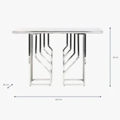 Consola Tampo Efeito Mármore e Estrutura Metálica | 120x40x78 cm