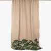 Cortinado de Linho Bege com Folhas