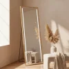 Espelho de Chão em Alumínio Dourado com LED