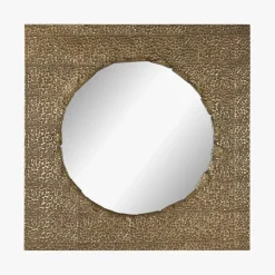 Espelho de Parede em Metal Dourado