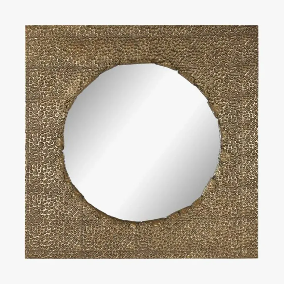 Espelho de Parede em Metal Dourado