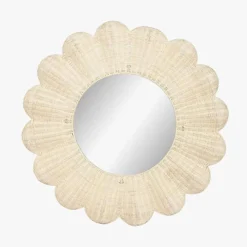 Espelho de Parede Flor de Rattan Natural
