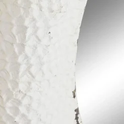 Espelho de Parede Redondo em Metal Branco Envelhecido