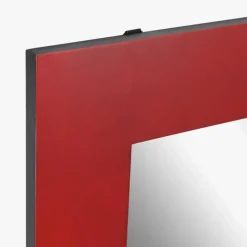 Espelho Oriental Retangular em Madeira Vermelho com pendente
