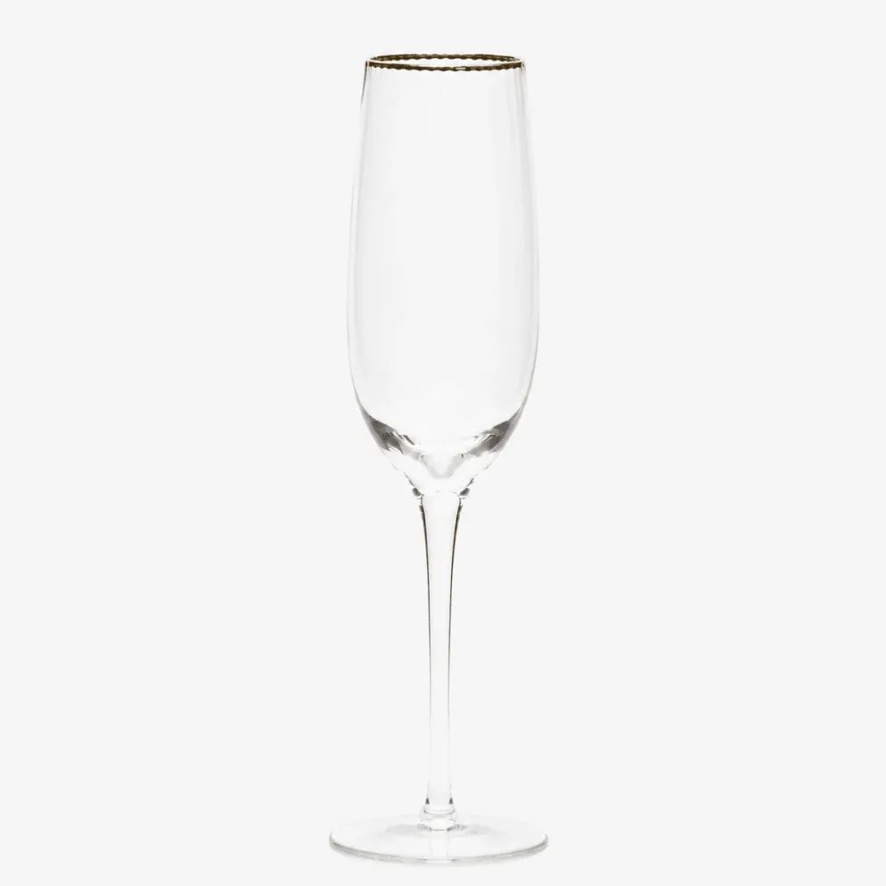 Flute de Vidro com Bordo Dourado