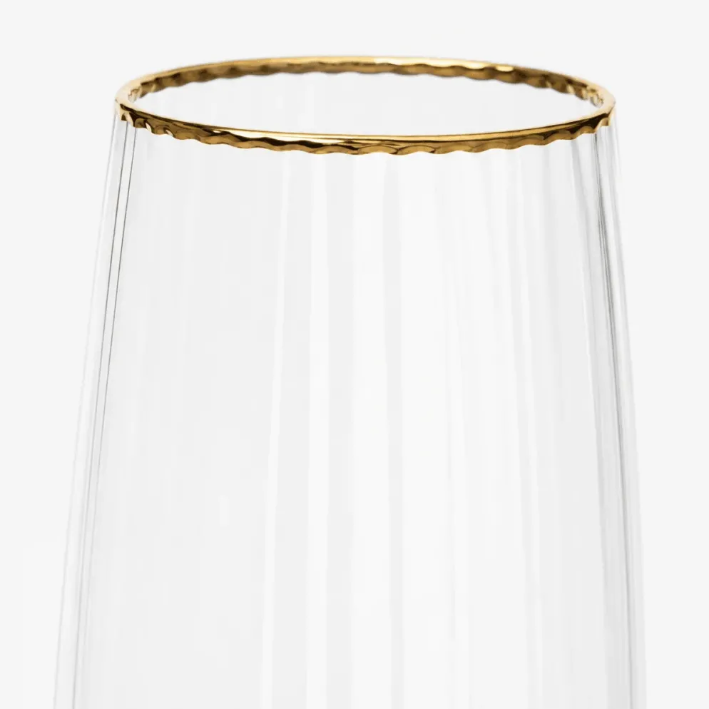 Flute de Vidro com Bordo Dourado