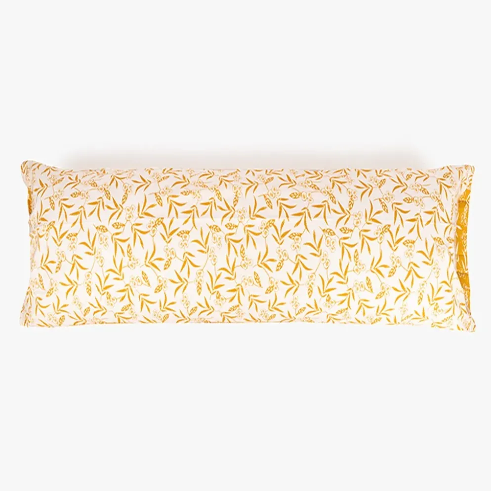 Fronha para Almofada de Dormir Flores Amarelo 45x100