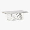 Mesa Centro Tampo Efeito Mármore e Estrutura Metálica | 120x60x40 cm