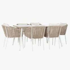 Mesa com 6 cadeiras em Metal 160x90x75