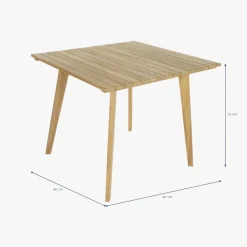 Mesa com 4 cadeiras em Teca e Corda Castanho