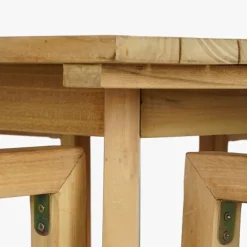 Mesa com 4 cadeiras em Teca e Corda Castanho