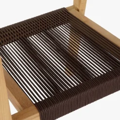 Mesa com 4 cadeiras em Teca e Corda Castanho