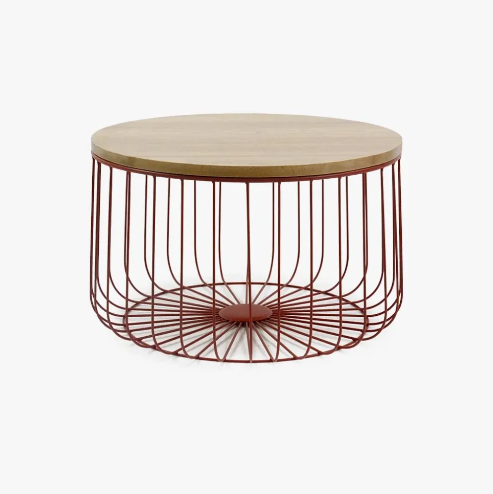 Mesa de Apoio Baixa com Estrutura em Metal Vermelho