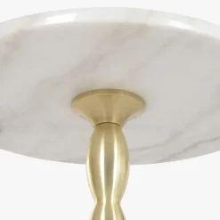 Mesa de Apoio Clássica Mármore com Pé Dourado