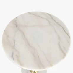 Mesa de Apoio Clássica Mármore com Pé Dourado