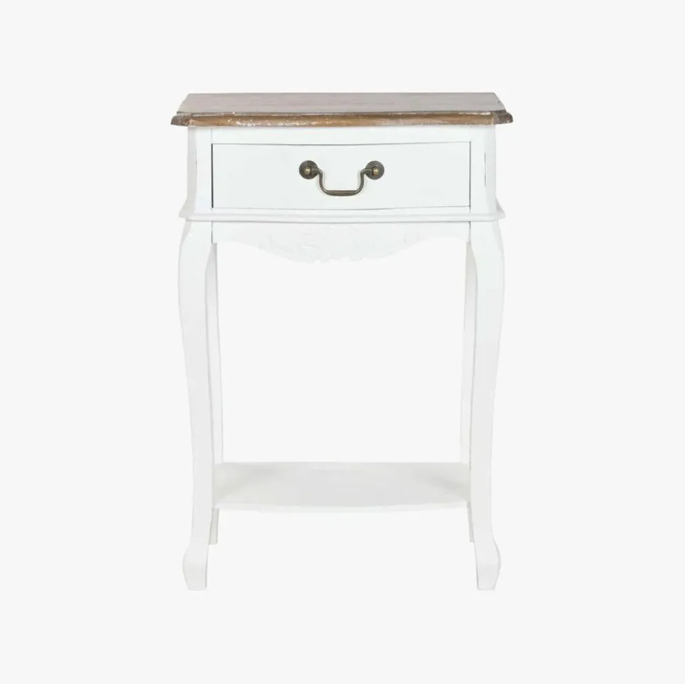 Mesa de Cabeceira Branca com Uma Gaveta