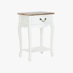 Mesa de Cabeceira Branca com Uma Gaveta