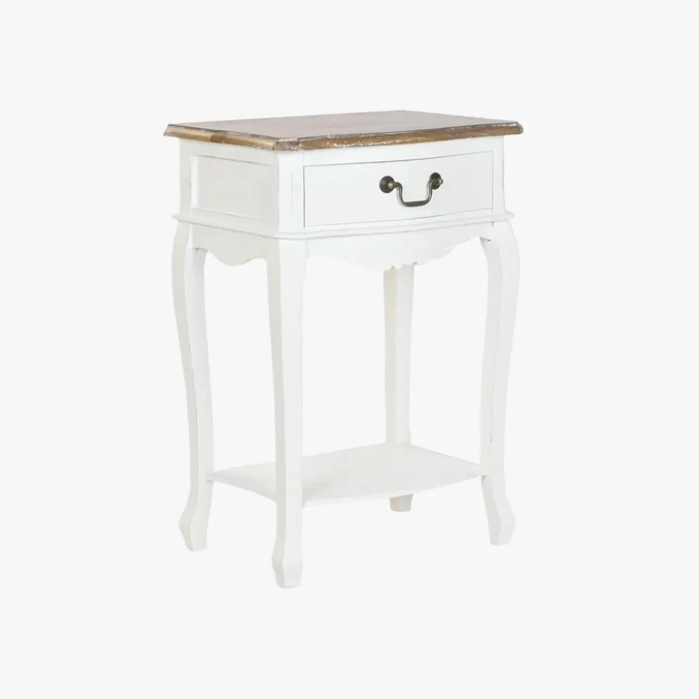 Mesa de Cabeceira Branca com Uma Gaveta