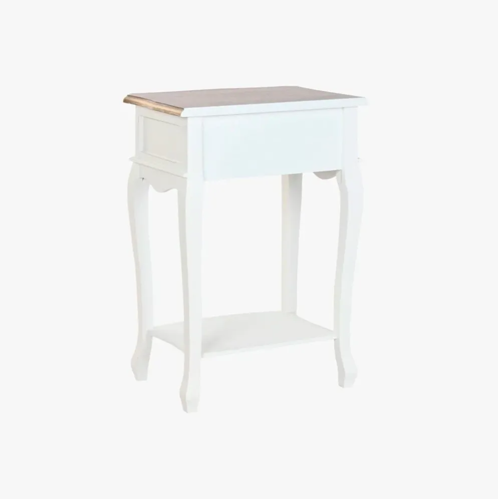 Mesa de Cabeceira Branca com Uma Gaveta