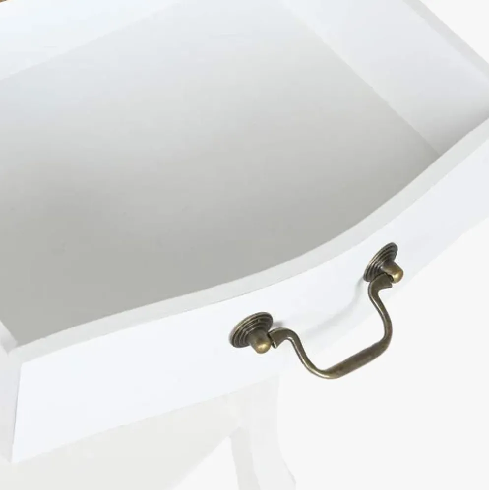 Mesa de Cabeceira Branca com Uma Gaveta