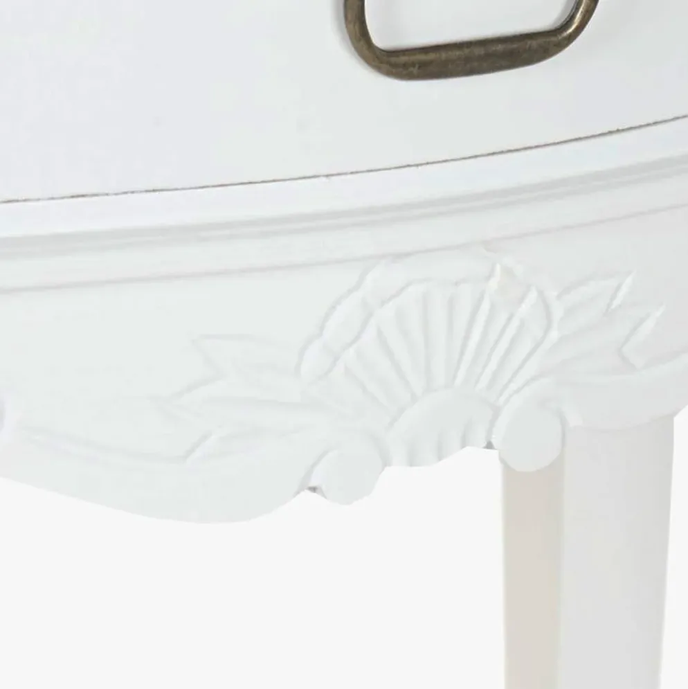 Mesa de Cabeceira Branca com Uma Gaveta