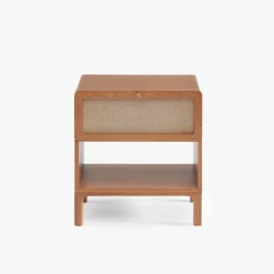 Mesa de Cabeceira de Duas Gavetas com Linho