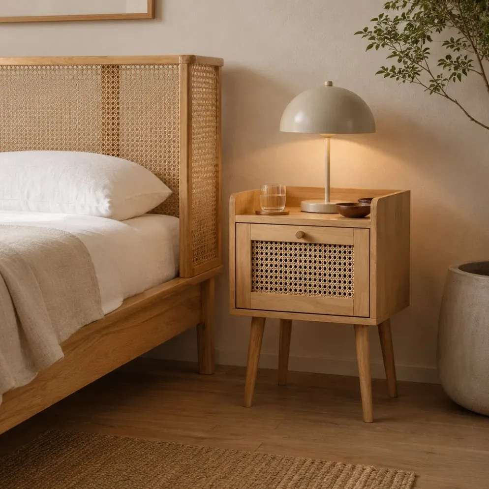 Mesa de Cabeceira Rattan 40x30x55 cm