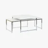 Mesa de Centro Branco (2 Peças) com Estrutura Metálica | 110x48x45 cm
