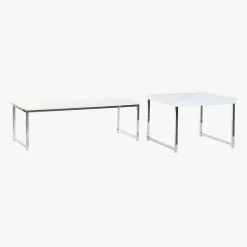 Mesa de Centro Branco (2 Peças) com Estrutura Metálica | 110x48x45 cm