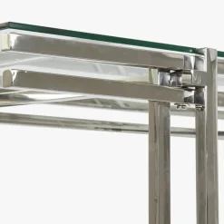 Mesa de Centro Tampo em Vidro e Estrutura em Metal Prata | 120X60X45