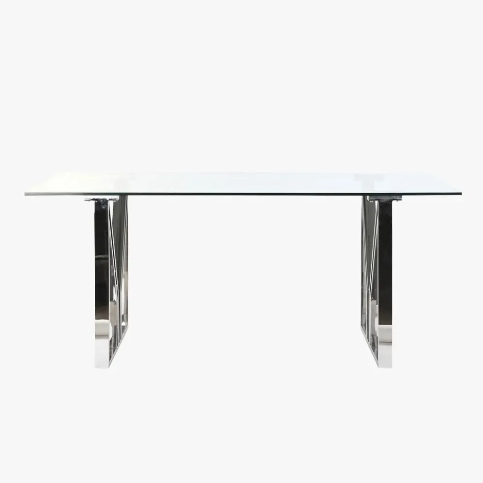 Mesa de Jantar em Vidro com Estrutura Cromada | 180X90X75
