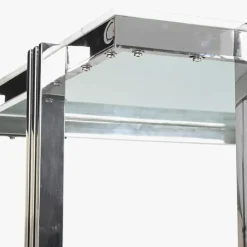 Mesa de Jantar Tampo Efeito Mármore e Base Metálica Prateada | 180x90x76 cm