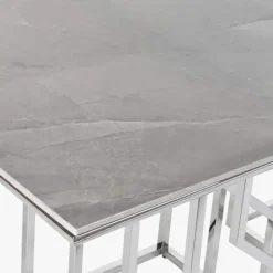 Mesa de Jantar Tampo Efeito Mármore e Estrutura Metálica | 180x90x75 cm