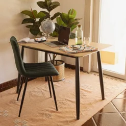 Mesa Freixo Natural e Preta 120x75x75 cm