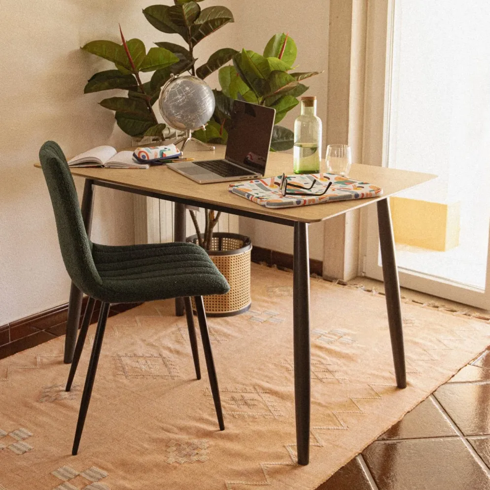 Mesa Freixo Natural e Preta 120x75x75 cm