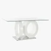 Mesa Jantar Vidro com Estrutura Branca | 160X90X75