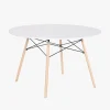 Mesa Redonda Branca Acabamento Bétula 120x120x74 EAMES