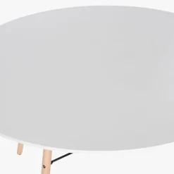 Mesa Redonda Branca Acabamento Bétula 120x120x74 EAMES