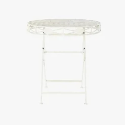 Mesa Redonda em Metal Branco Envelhecido