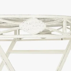 Mesa Redonda em Metal Branco Envelhecido